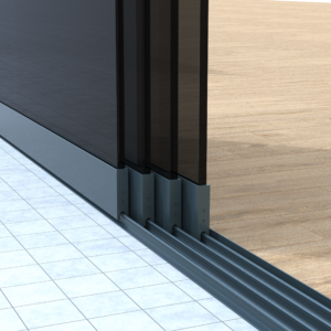 Rosa | 4-railssysteem glazen schuifwand | Getint glas