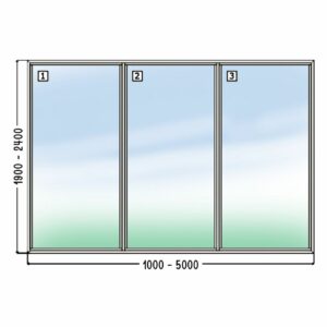 Glazen wand | Helder glas | 2000 mm | incl. C60-profiel