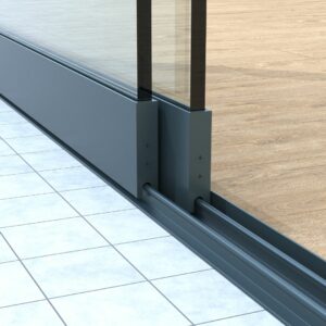 Rosa | 2-railssysteem glazen schuifwand | Helder glas