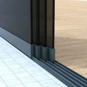 Rosa | 4-railssysteem glazen schuifwand | Getint glas