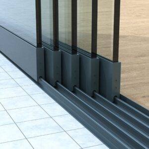 Rosa | 5-railssysteem glazen schuifwand | Helder glas